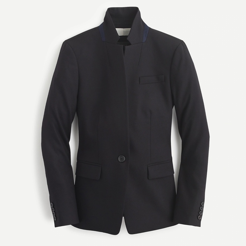 J.Crew Regent Blazer in Black Wool Flannel Single Button Jacket EUC!